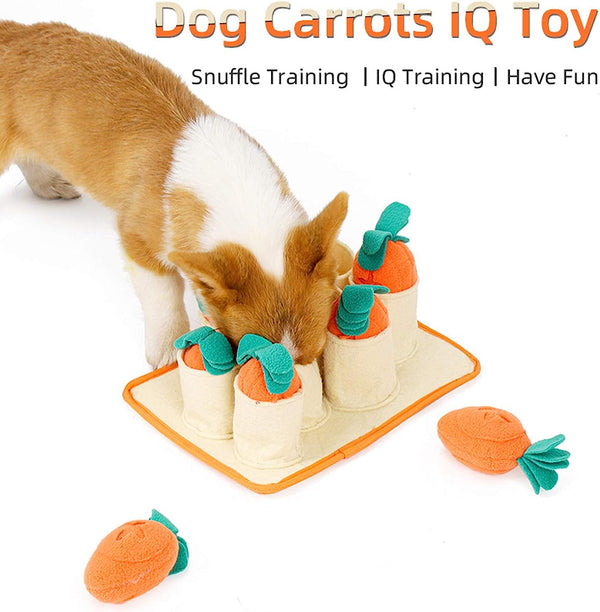 Dog Sniffing Training Toy Snuffle Mat, Carrots Harvest Puppy Slow Feeding Mat, Pet Interactive Puzzle IQ Squeaky Toy, Interesting Pet Activity Stuffed Toy for Stress Release, Natural Foraging Skills