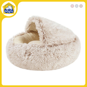 Dog Cat Pet Calming Bed Warm Soft Plush Comfy Sleeping Kennel Cave Washable Mat