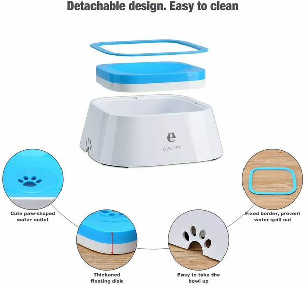 1.5L Pet Dog Cat Water Bowl No Spill Slow Water Feeder Bowl Dust Free Non-Skid