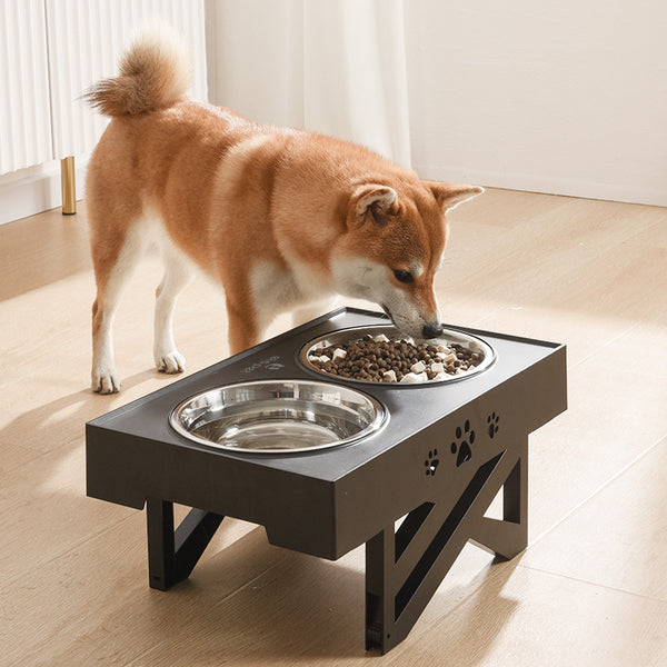 Metal Elevated Pet Feeder Food Water Double Bowls Adjustable Height Raised Stand