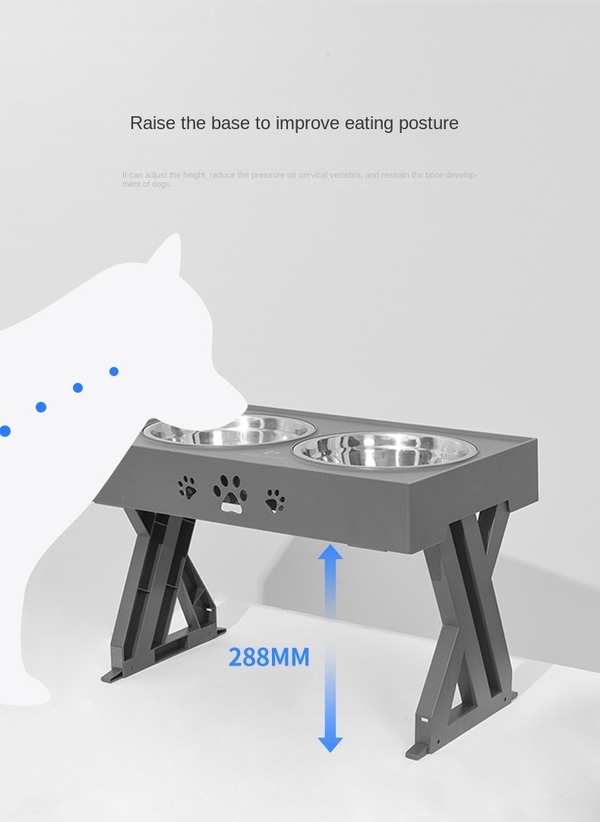 Metal Elevated Pet Feeder Food Water Double Bowls Adjustable Height Raised Stand