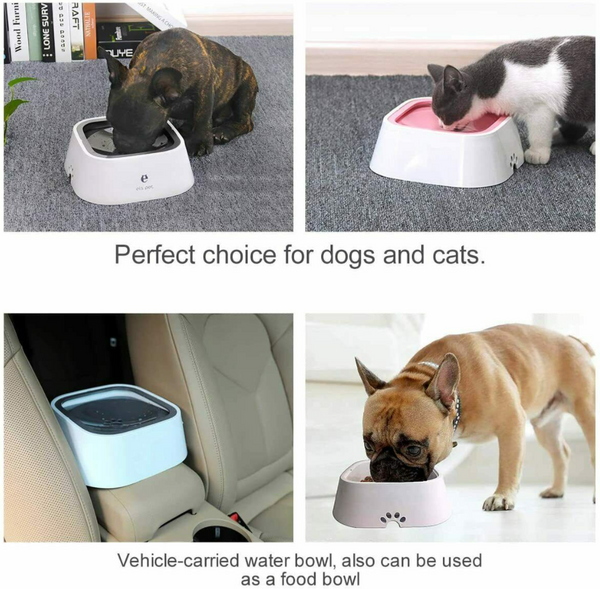 1.5L Pet Dog Cat Water Bowl No Spill Slow Water Feeder Bowl Dust Free Non-Skid