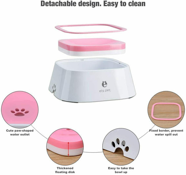 1.5L Pet Dog Cat Water Bowl No Spill Slow Water Feeder Bowl Dust Free Non-Skid